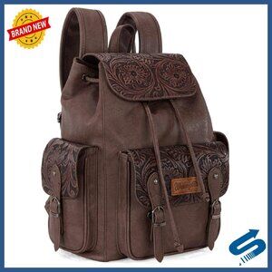 Floral Tooled Western Backpack Purse 30L Laptop Travel Bag